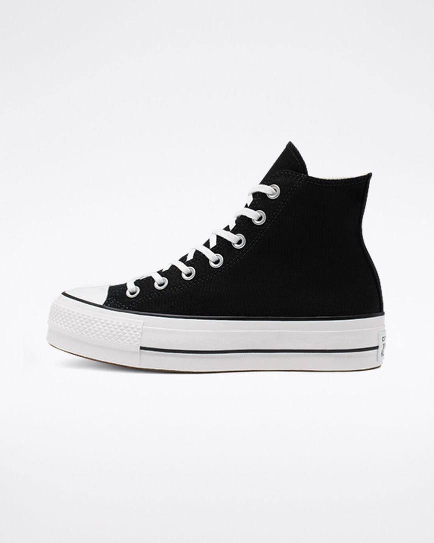 Pantofi Platforma Dama Converse Chuck Taylor All Star Lift Panza Inalti Negrii Albi | RO UHLGP548